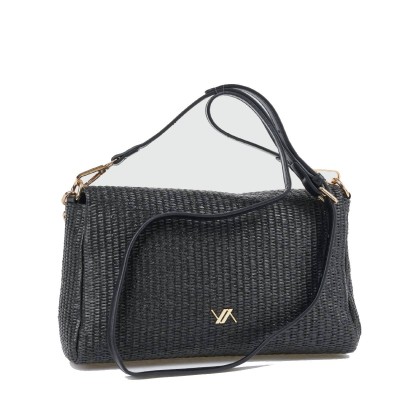 Verde Αμπιγιέ Ψάθινη Τσάντα Ώμου Μαύρο hover