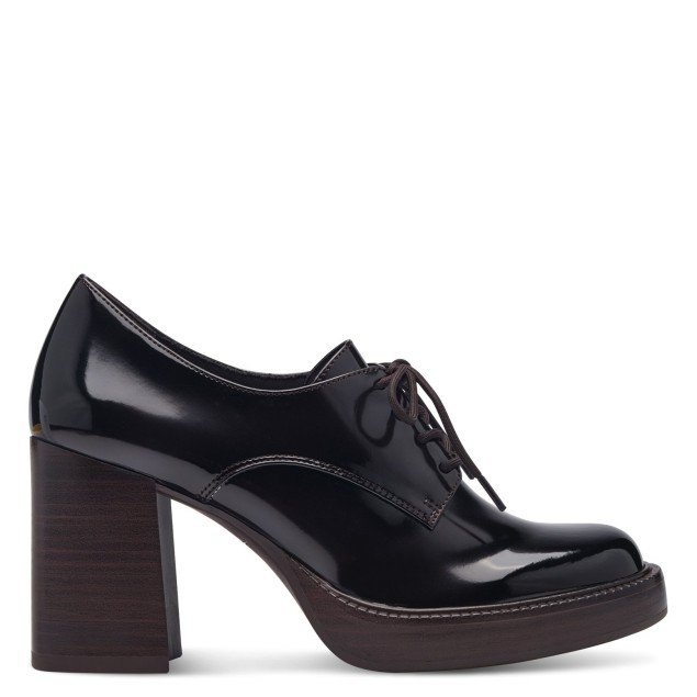 Tamaris Γυναικεία Oxfords με Ψηλό Τακούνι Σκούρο Καφέ 1-23390-41-304