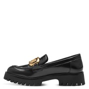 Tamaris Γυναικεία Loafers Λουστρίνι με Χρυσή Εγκράφα Μαύρα 1-24790-43-014