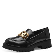 Tamaris Γυναικεία Loafers Λουστρίνι με Χρυσή Εγκράφα Μαύρα 1-24790-43-014