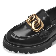 Tamaris Γυναικεία Loafers Λουστρίνι με Χρυσή Εγκράφα Μαύρα 1-24790-43-014