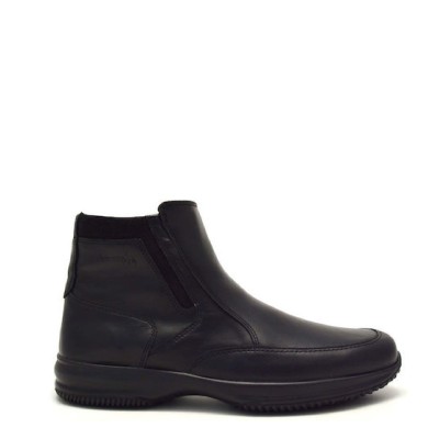 Boxer Ανδρικό Δερμάτινο Μποτάκι με Φερμουάρ Μαύρο 12139 15-011