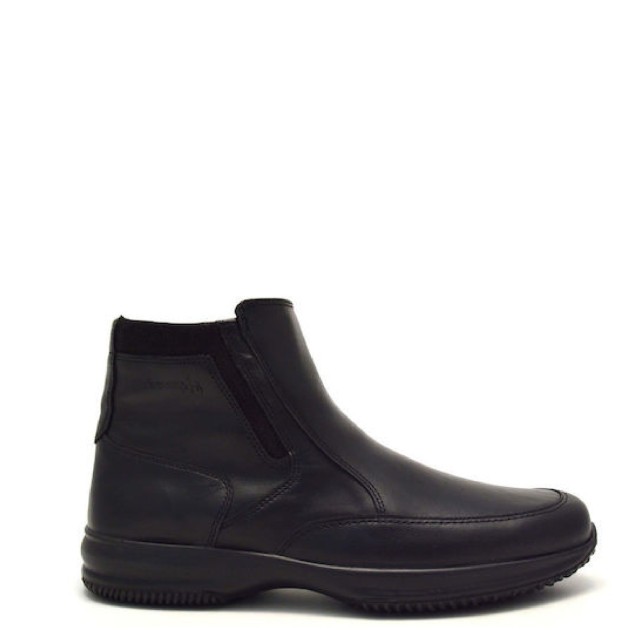 Boxer Ανδρικό Δερμάτινο Μποτάκι με Φερμουάρ Μαύρο 12139 15-011