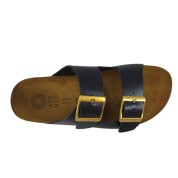 Ateneo Γυναικεία Ανατομικά Σανδάλια Δερμάτινα με Δύο Τοκάδες Μαύρο 6403-012