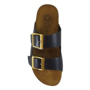 Ateneo Γυναικεία Ανατομικά Σανδάλια Δερμάτινα με Δύο Τοκάδες Μαύρο 6403-012