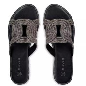 Envie Shoes Γυναικεία Σανδάλια με Στρας Μαύρο E96-19078-34