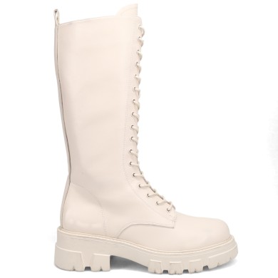 Camille by Migato Γυναικεία Μπότα με Κορδόνια και Τρακτερωτή Σόλα Εκρού SR5510-L47