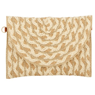 4Queens Τσαντάκι Φάκελος Ψάθινο Μπεζ