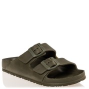 Envie Shoes Γυναικείες Ανατομικές Σαγιονάρες Δύο Τοκάδες Χακί V96-17337-57